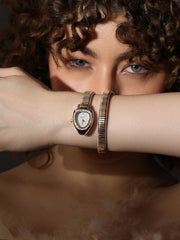 The Aurelia Gem Wrap Oval Watch - Metallic Silver