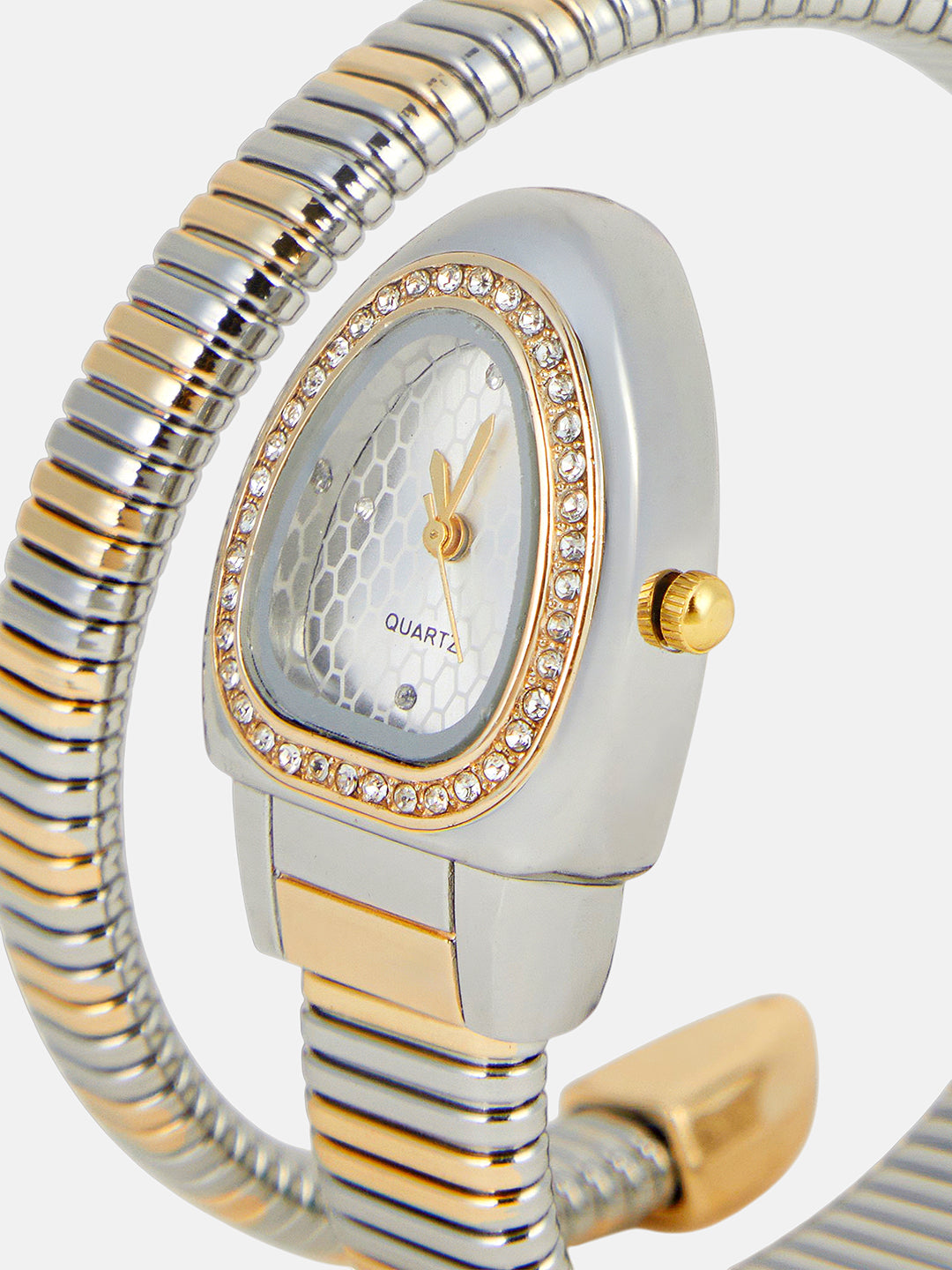 The Aurelia Gem Wrap Oval Watch - Metallic Silver
