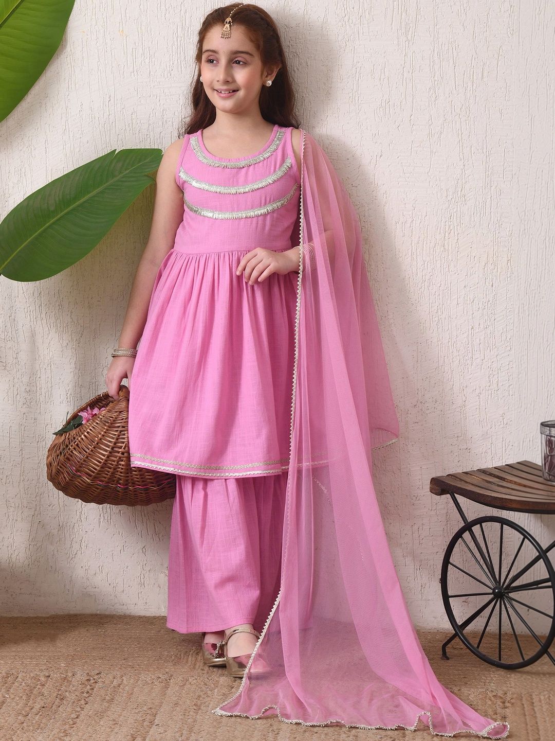 Girls Purple Kurta Sharara Set with Dupatta ILKSD63