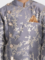 Vastramay - Boys' Grey Cotton Silk Blend Kurta and Dhoti Set