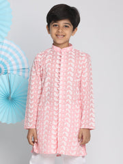 Vastramay - Boys' Chikankari Pink Kurta
