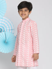 Vastramay - Boys' Chikankari Pink Kurta