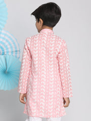 Vastramay - Boys' Chikankari Pink Kurta