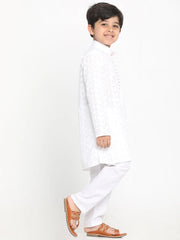 Vastramay - Boys' White Cotton Kurta Pyjama Set