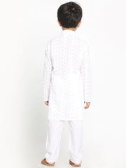 Vastramay - Boys' White Cotton Kurta Pyjama Set