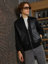 Mens Onyx Black Self Patch Bomber Jacket