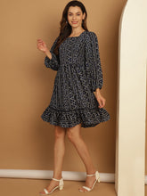 Bandhani Printed Puff Sleeve A Line Dress