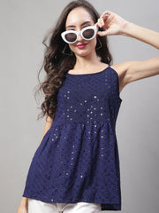 بلوزة Chikankari Sequen Work Empire للسيدات