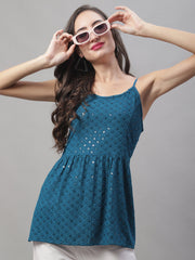 بلوزة Chikankari Sequen Work Empire للسيدات