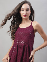 بلوزة Chikankari Sequen Work Empire للسيدات