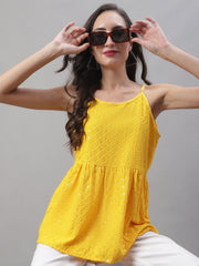 بلوزة Chikankari Sequen Work Empire للسيدات