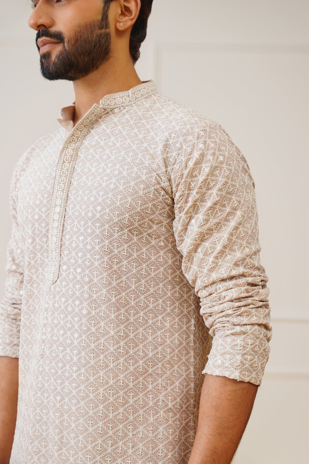 Sequin Embroidered Pure Cotton Kurta With Pyjamas