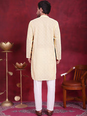 Chikankari Embroidered Kurta with Pyjama ( JOKP 5017 Yellow )