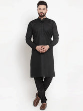 Men's Solid Dobby Kurta Payjama Set ( JOKP 501 Black D )