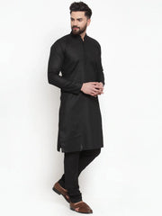 Men's Solid Dobby Kurta Payjama Set ( JOKP 501 Black D )