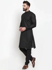 Men's Solid Dobby Kurta Payjama Set ( JOKP 501 Black D )