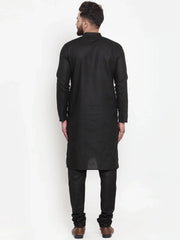 Men's Solid Dobby Kurta Payjama Set ( JOKP 501 Black D )