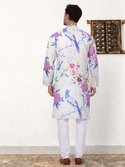Mens Animal Printed Pure Cotton Straight Kurta Pyjama Set