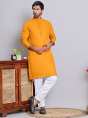 جومبرز - طقم كورتة قطني سادة للرجال (JOKP 5144Mustard)