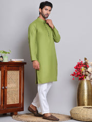 Jompers - Solid Cotton Kurta Set for Men ( JOKP 5144Olive )