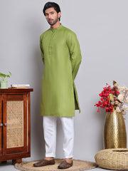 Jompers - Solid Cotton Kurta Set for Men ( JOKP 5144Olive )