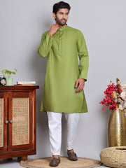 Jompers - Solid Cotton Kurta Set for Men ( JOKP 5144Olive )