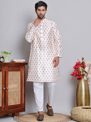 Digital Printed Straight Kurta Set For Men ( JOKP 5148Cream )