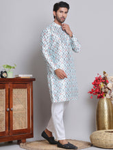 Digital Printed Straight Kurta Set For Men ( JOKP 5148Firozi )