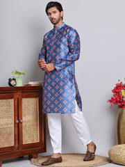 Jompers - Digital Printed Straight Kurta Set For Men ( JOKP 5148Peacock )