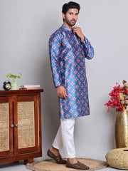 Jompers - Digital Printed Straight Kurta Set For Men ( JOKP 5148Peacock )