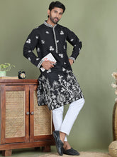Floral Embroidered and Sequins Kurta Set ( JOKP 5151Black )