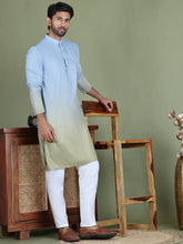 Jompers - Sequins and Ombre Design Kurta Pyjama Set For Men ( JOKP 5154Firozi )