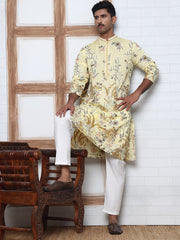 floral embroidered straight kurta set