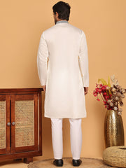 Jompers - White Embroidered and Sequins Kurta Pyjama Set ( JOKP P 5167 White )