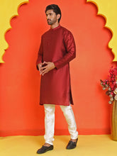 Jompers - Solid Silk Kurta with Pyjamas ( JOKP P 5209 Maroon )