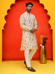 Printed Silk Blend Straight Kurta Set