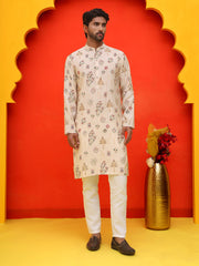 Printed Silk Blend Straight Kurta Set