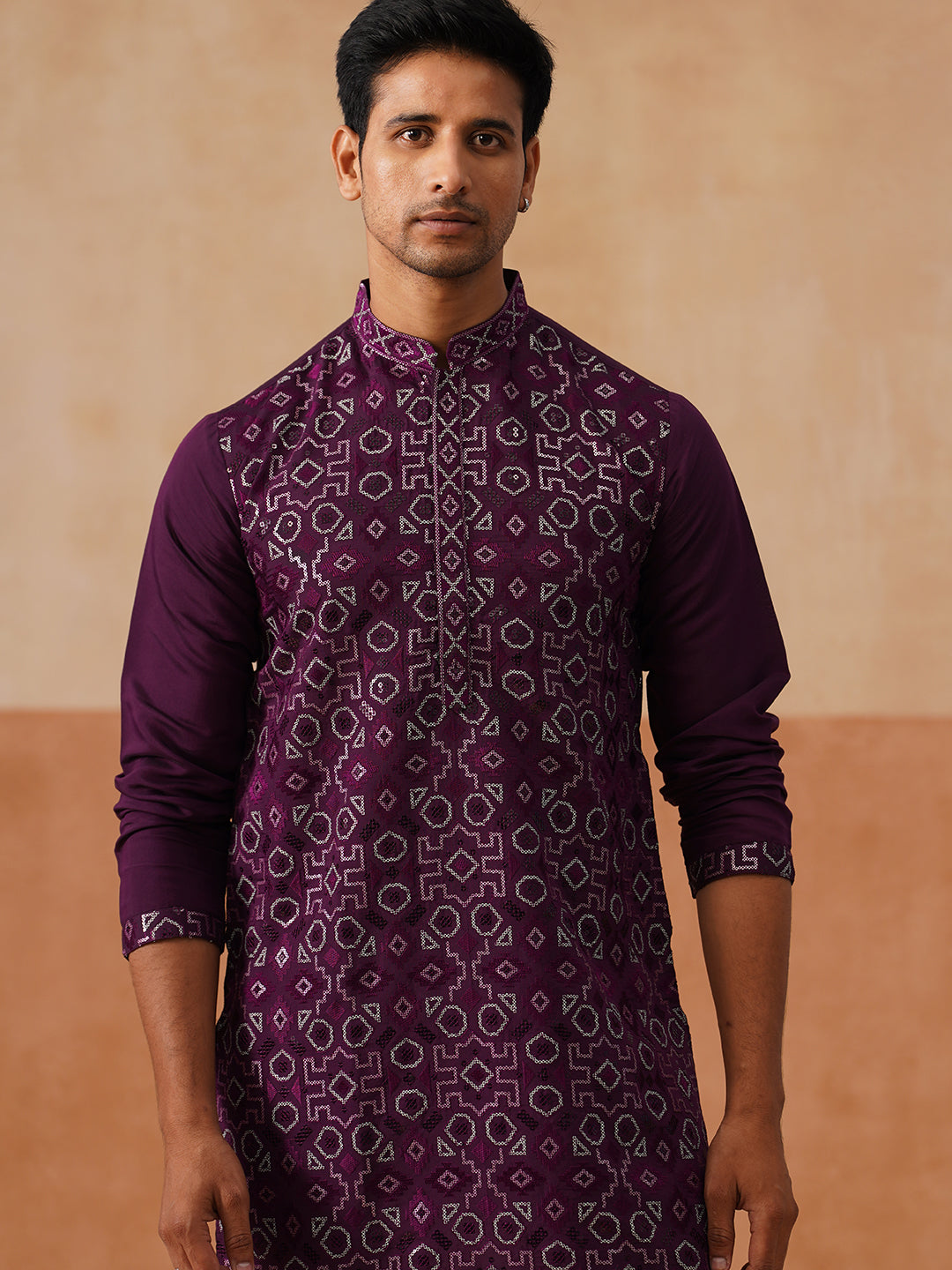 Ethnic Kurta Pyjama Set In Luxurious Silk Blend