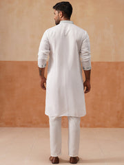 Men S Silk Blend Embroidered Kurta Pyjama Set
