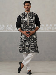 silk blend embroidered kurta pyjama set