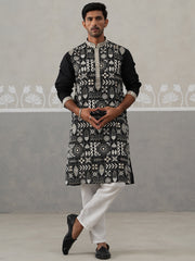 Silk Blend Embroidered Kurta Pyjama Set