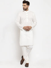 Jompers Men Cream Chikan Kurta With Churidar 561 Cream