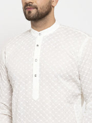 Jompers Men Cream Chikan Kurta With Churidar 561 Cream