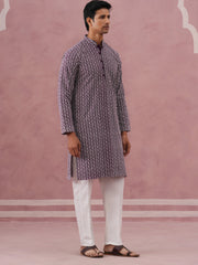 floral embroidered kurta with churidar