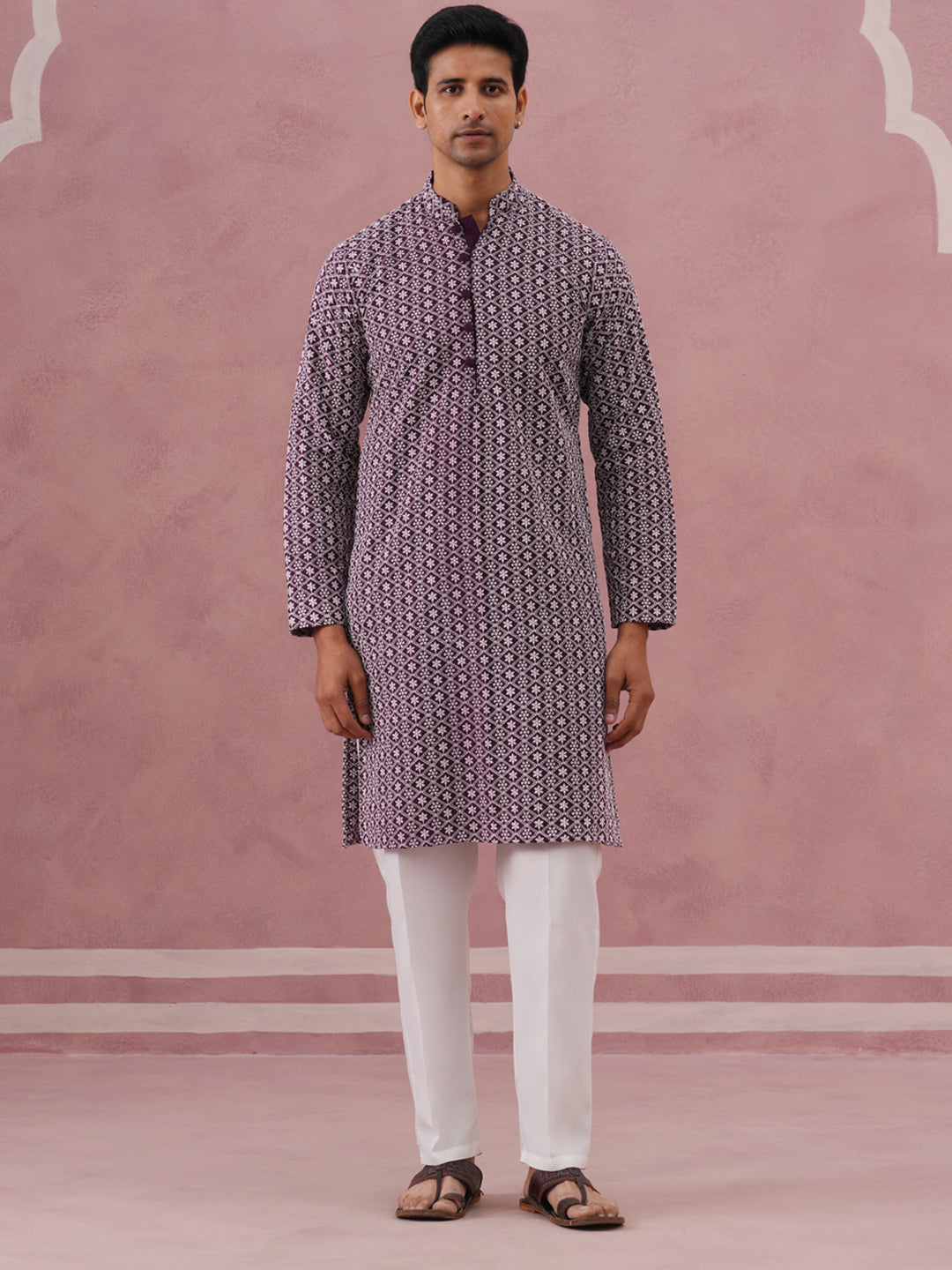 Floral Embroidered Kurta With Churidar