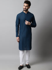 Men's Embroiderd Kurta Pajama ( JOKP 640Teal )