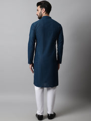 Men's Embroiderd Kurta Pajama ( JOKP 640Teal )
