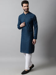 Men's Embroiderd Kurta Pajama ( JOKP 640Teal )