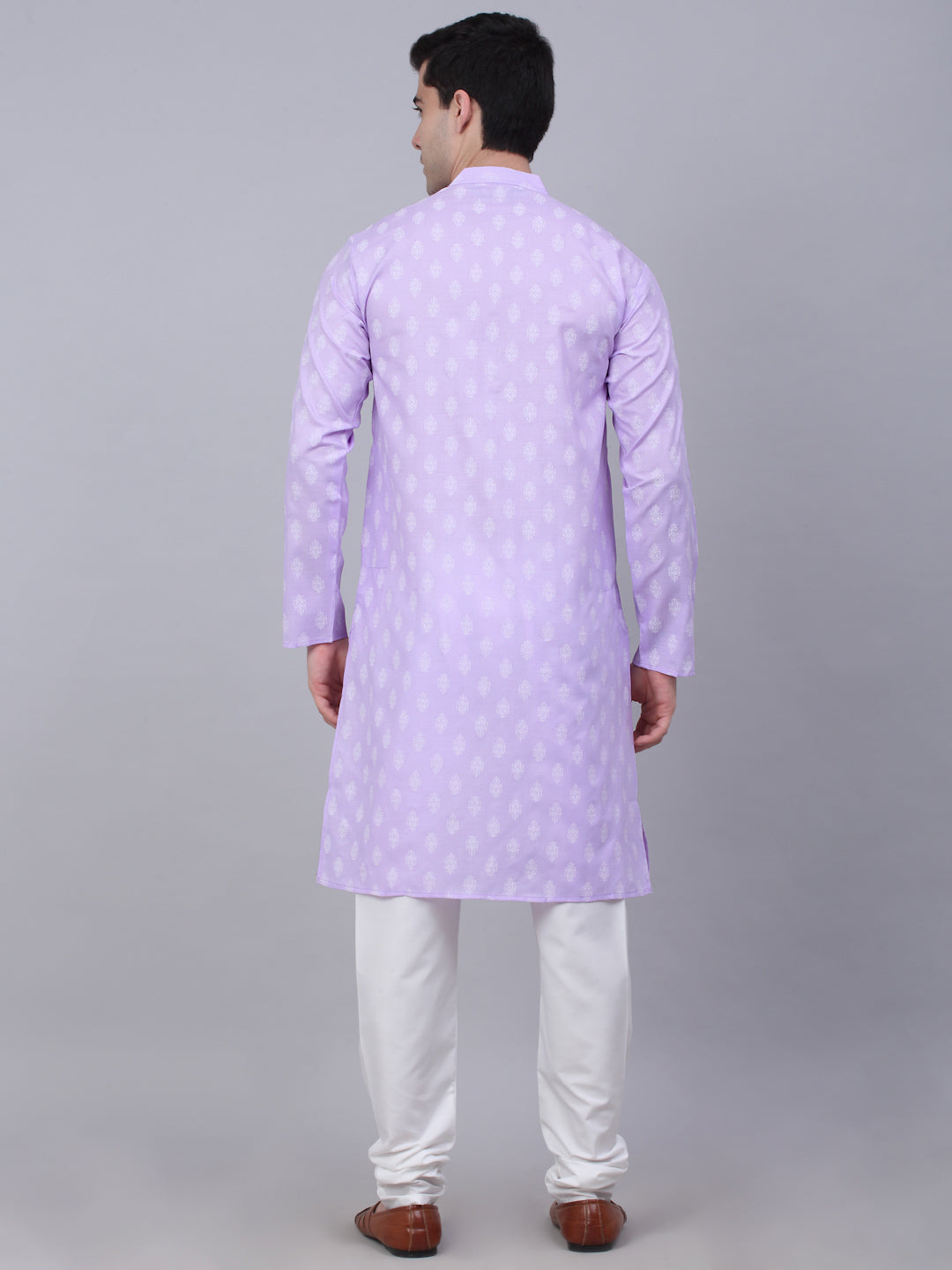 Mens Cotton Floral Printed Kurta Pyjama Set