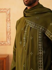 embroidered kurta with dupatta set for men kod